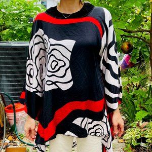 Yon 100 % Silk Tunic Top, Flared Split Sleeve